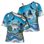 Gold Coast Titans Rugby Cross Shoulder Shirt Australian Aboriginal Dot Painting Style