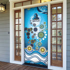 Gold Coast Titans Rugby Door Cover Australian Aboriginal Dot Painting Style