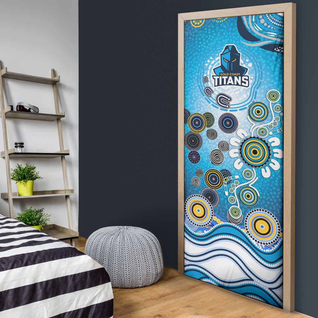 Gold Coast Titans Rugby Door Cover Australian Aboriginal Dot Painting Style