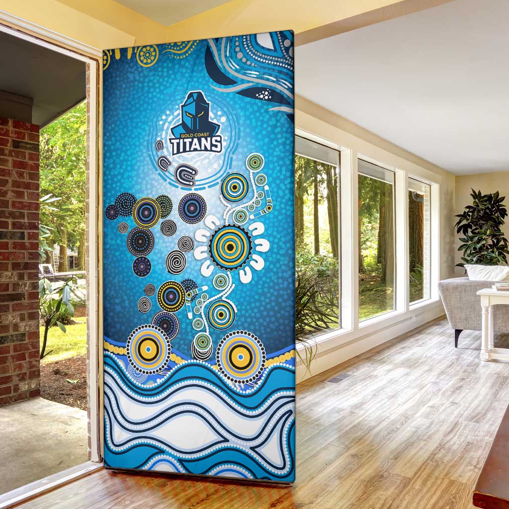 Gold Coast Titans Rugby Door Cover Australian Aboriginal Dot Painting Style