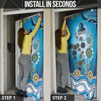 Gold Coast Titans Rugby Door Cover Australian Aboriginal Dot Painting Style
