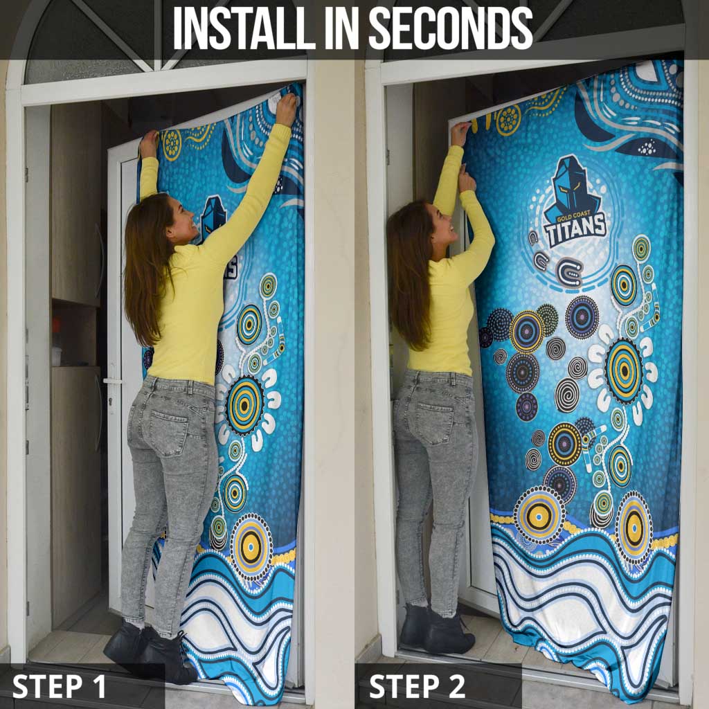Gold Coast Titans Rugby Door Cover Australian Aboriginal Dot Painting Style