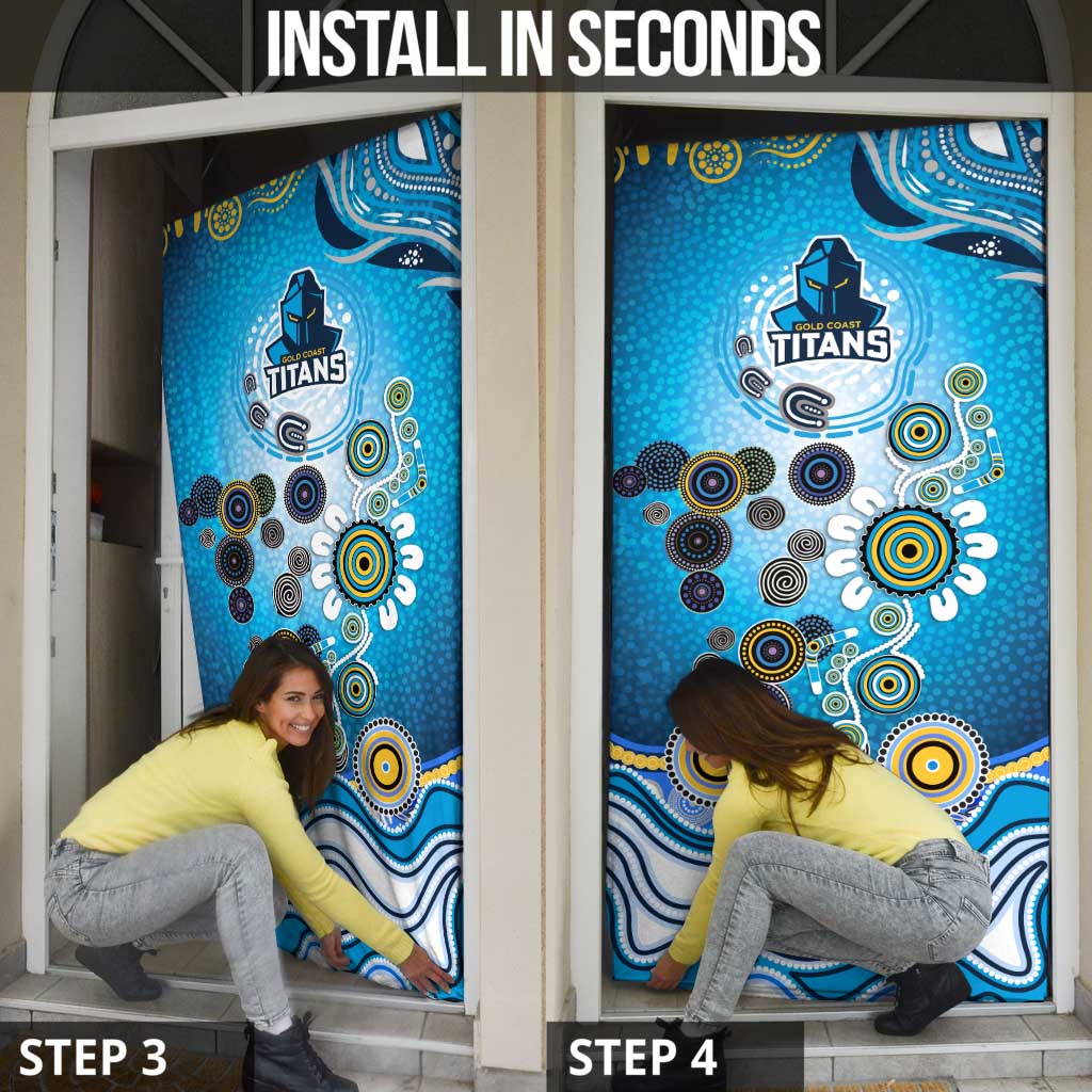 Gold Coast Titans Rugby Door Cover Australian Aboriginal Dot Painting Style