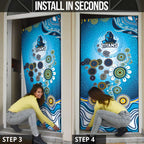 Gold Coast Titans Rugby Door Cover Australian Aboriginal Dot Painting Style