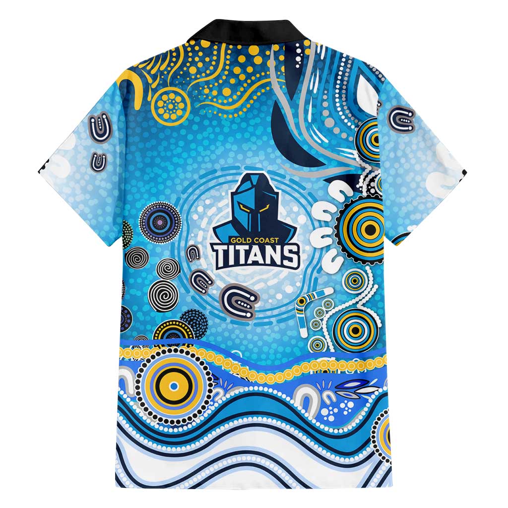 Gold Coast Titans Rugby Family Matching Long Sleeve Bodycon Dress and Hawaiian Shirt Australian Aboriginal Dot Painting Style
