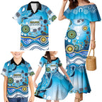 Gold Coast Titans Rugby Family Matching Mermaid Dress and Hawaiian Shirt Australian Aboriginal Dot Painting Style
