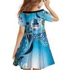 Gold Coast Titans Rugby Family Matching Off Shoulder Maxi Dress and Hawaiian Shirt Australian Aboriginal Dot Painting Style