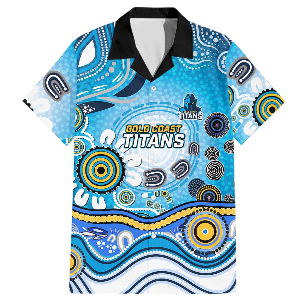 Gold Coast Titans Rugby Family Matching Summer Maxi Dress and Hawaiian Shirt Australian Aboriginal Dot Painting Style