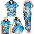 Gold Coast Titans Rugby Family Matching Tank Maxi Dress and Hawaiian Shirt Australian Aboriginal Dot Painting Style