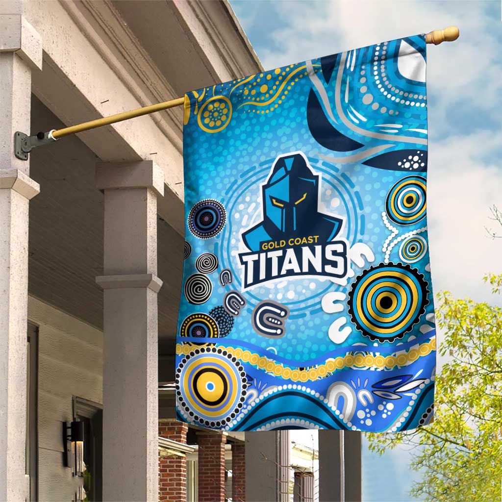 Gold Coast Titans Rugby Garden Flag Australian Aboriginal Dot Painting Style