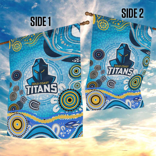 Gold Coast Titans Rugby Garden Flag Australian Aboriginal Dot Painting Style