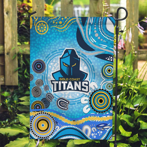 Gold Coast Titans Rugby Garden Flag Australian Aboriginal Dot Painting Style