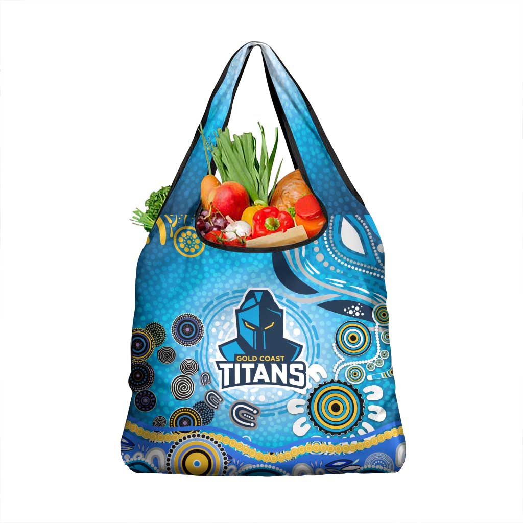 Gold Coast Titans Rugby Grocery Bag Australian Aboriginal Dot Painting Style