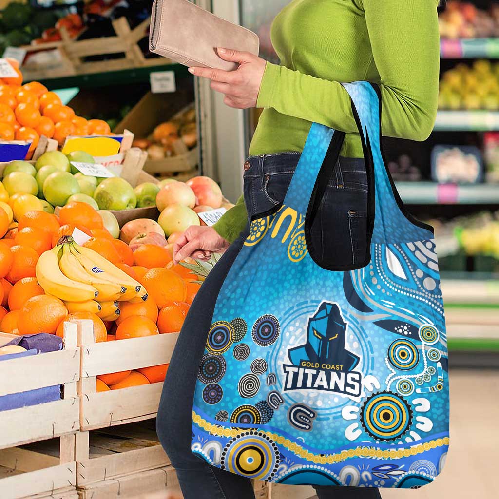 Gold Coast Titans Rugby Grocery Bag Australian Aboriginal Dot Painting Style