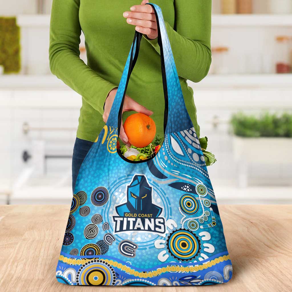 Gold Coast Titans Rugby Grocery Bag Australian Aboriginal Dot Painting Style