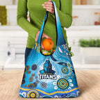 Gold Coast Titans Rugby Grocery Bag Australian Aboriginal Dot Painting Style