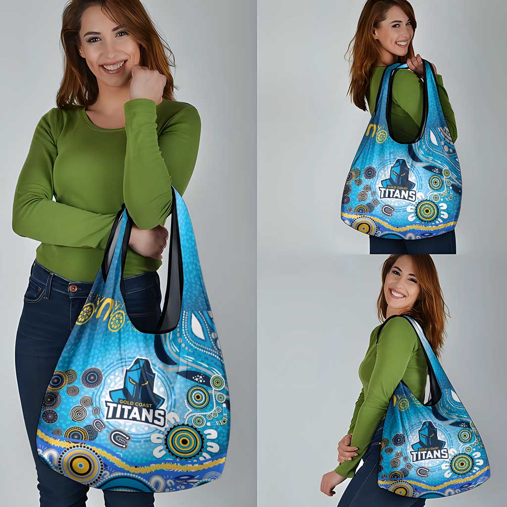Gold Coast Titans Rugby Grocery Bag Australian Aboriginal Dot Painting Style
