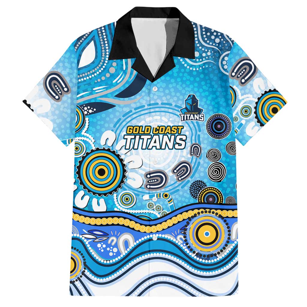 Gold Coast Titans Rugby Hawaiian Shirt Australian Aboriginal Dot Painting Style