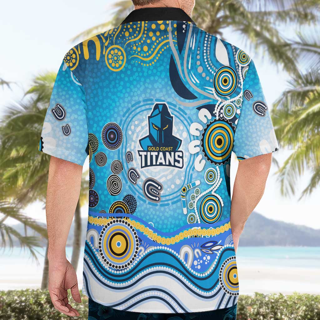 Gold Coast Titans Rugby Hawaiian Shirt Australian Aboriginal Dot Painting Style