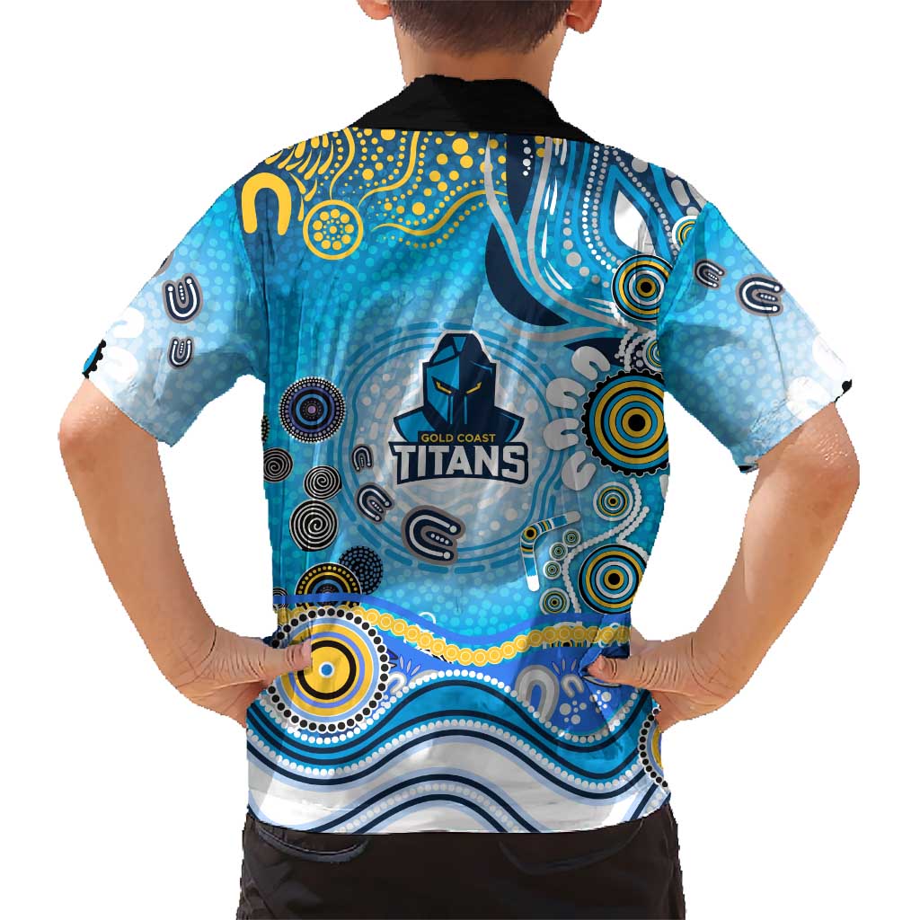 Gold Coast Titans Rugby Hawaiian Shirt Australian Aboriginal Dot Painting Style