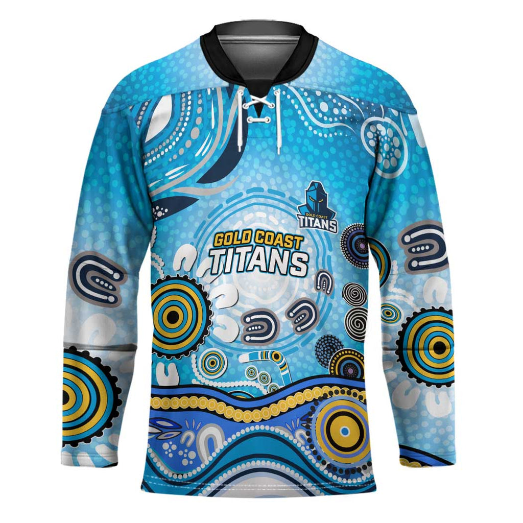 Gold Coast Titans Rugby Hockey Jersey Australian Aboriginal Dot Painting Style