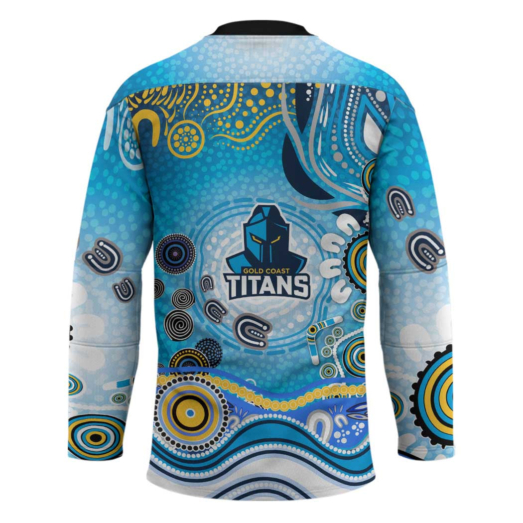 Gold Coast Titans Rugby Hockey Jersey Australian Aboriginal Dot Painting Style