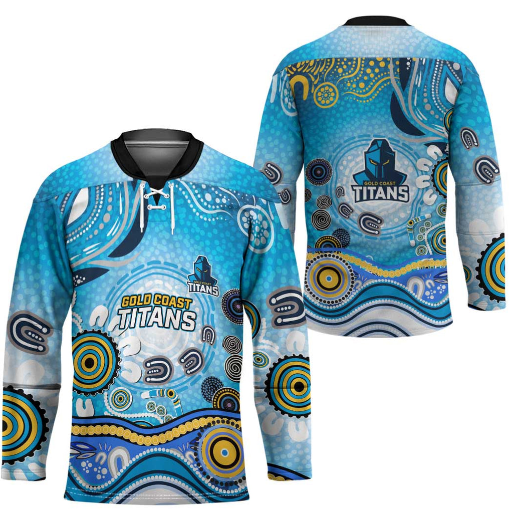 Gold Coast Titans Rugby Hockey Jersey Australian Aboriginal Dot Painting Style