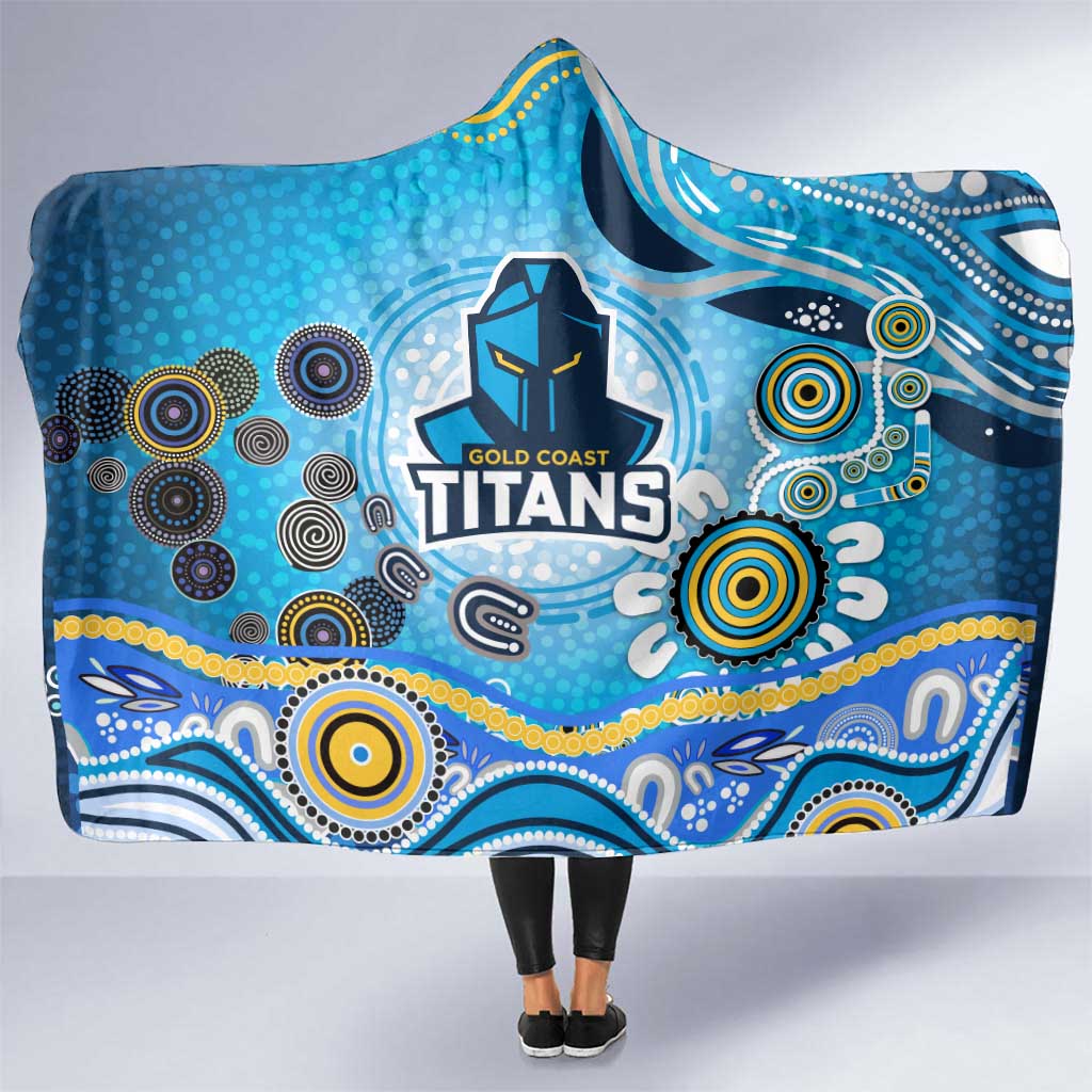 Gold Coast Titans Rugby Hooded Blanket Australian Aboriginal Dot Painting Style