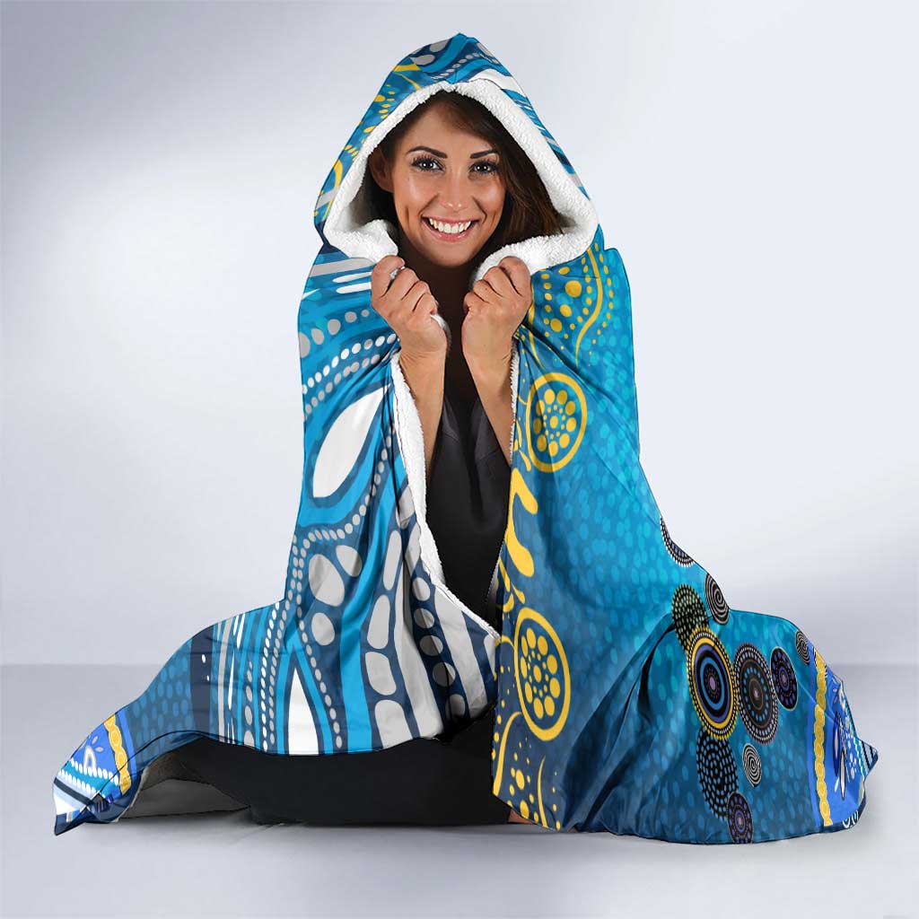 Gold Coast Titans Rugby Hooded Blanket Australian Aboriginal Dot Painting Style