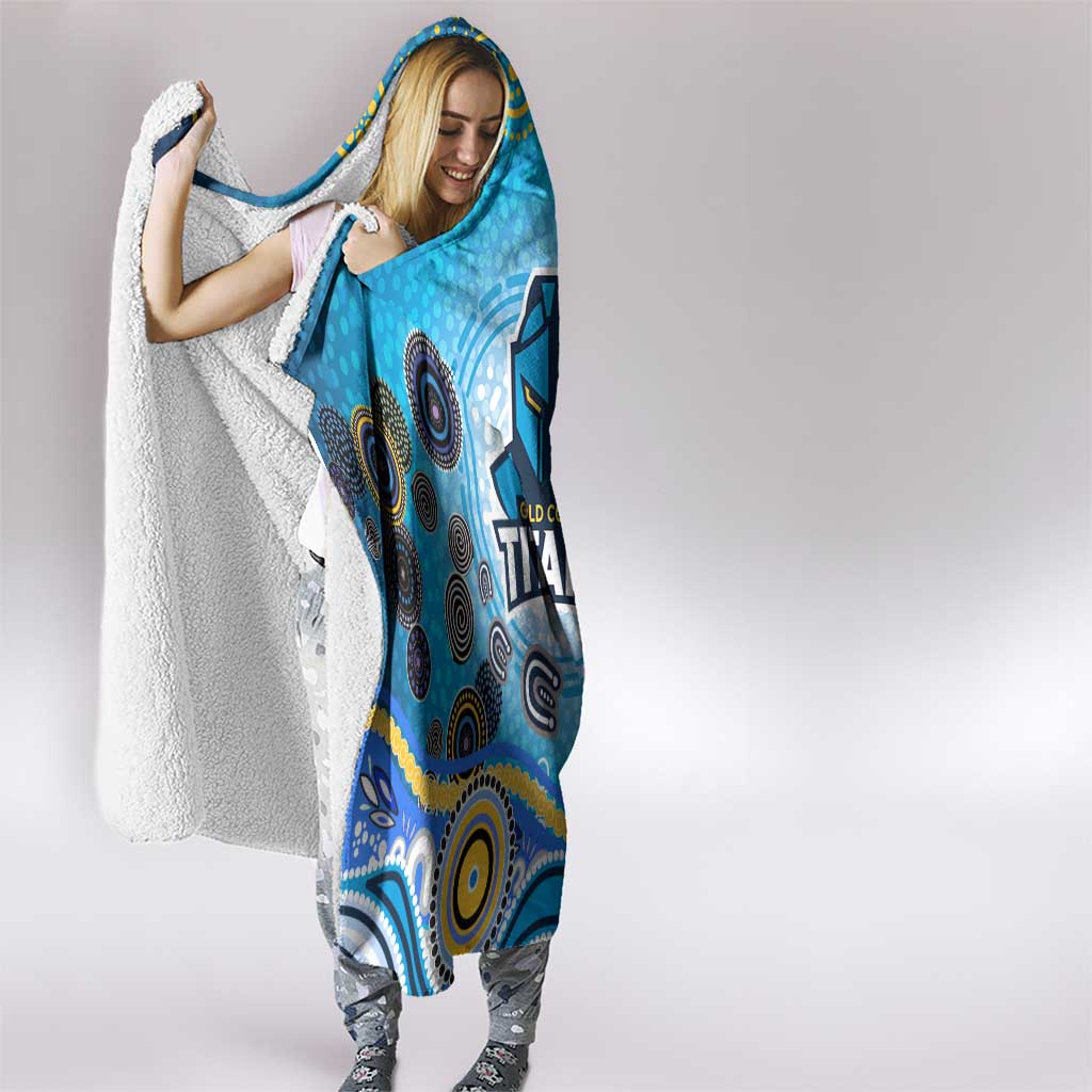 Gold Coast Titans Rugby Hooded Blanket Australian Aboriginal Dot Painting Style