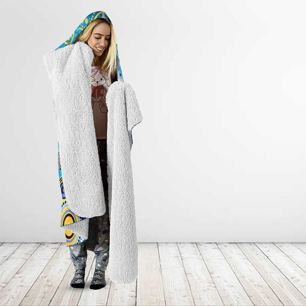 Gold Coast Titans Rugby Hooded Blanket Australian Aboriginal Dot Painting Style