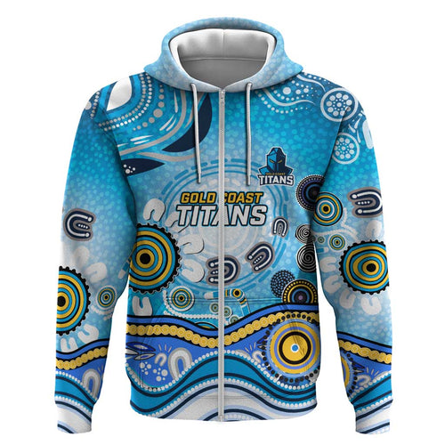Gold Coast Titans Rugby Hoodie Australian Aboriginal Dot Painting Style