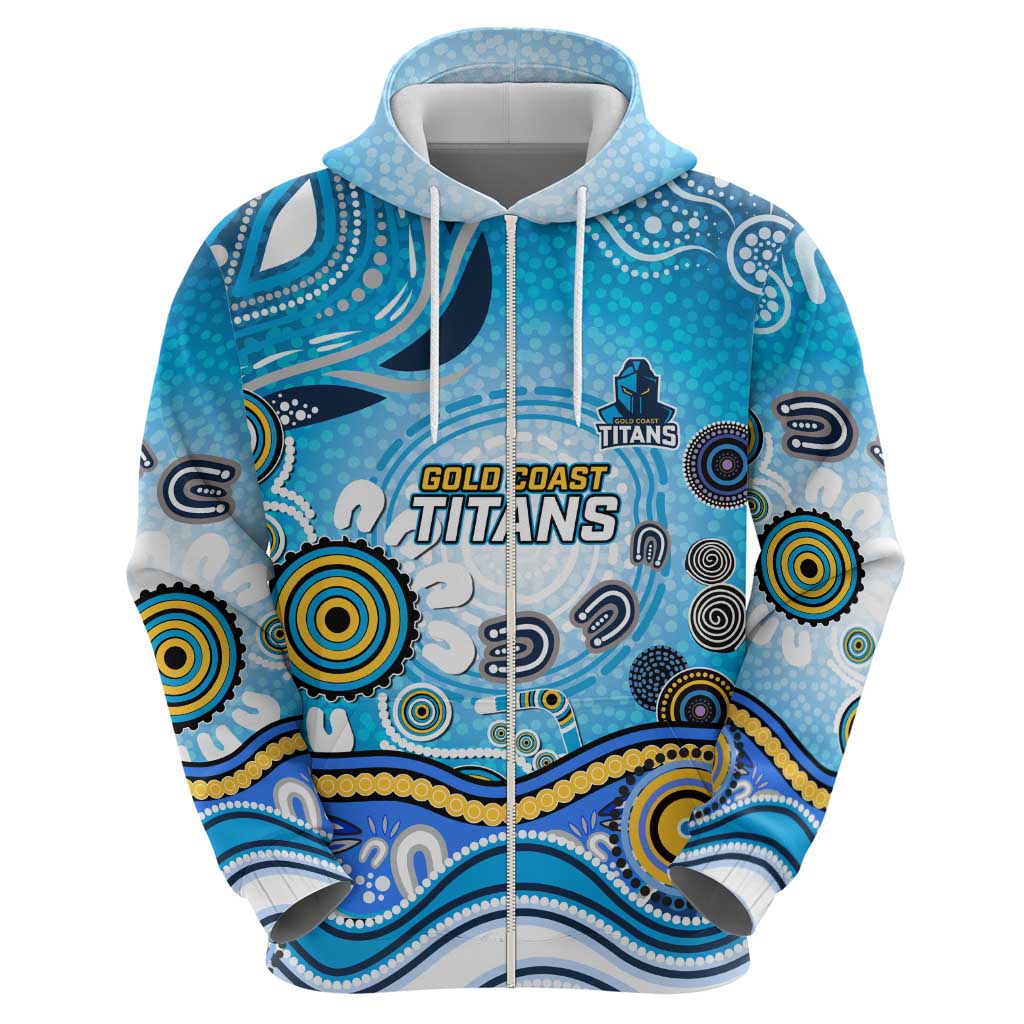 Gold Coast Titans Rugby Hoodie Australian Aboriginal Dot Painting Style