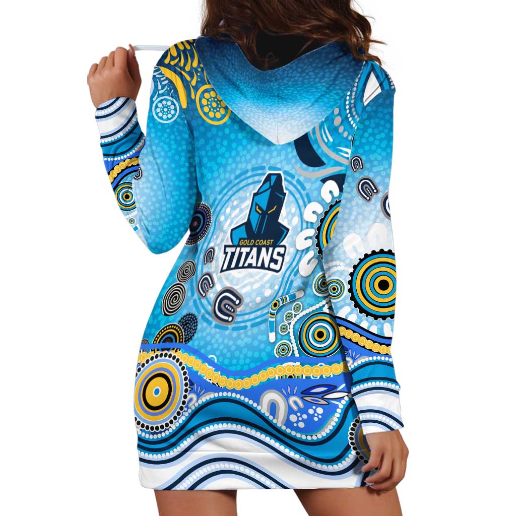 Gold Coast Titans Rugby Hoodie Dress Australian Aboriginal Dot Painting Style