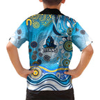 Gold Coast Titans Rugby Kid Hawaiian Shirt Australian Aboriginal Dot Painting Style