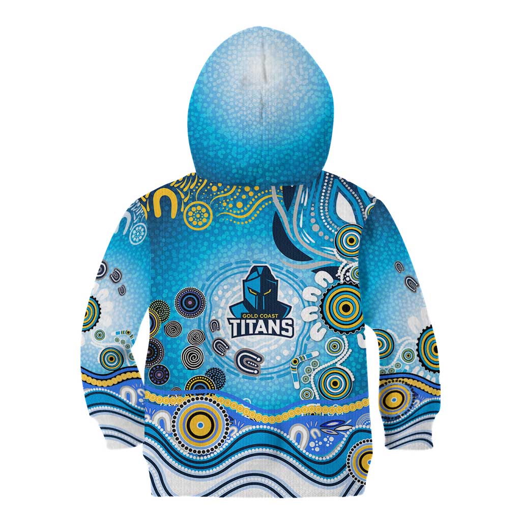 Gold Coast Titans Rugby Kid Hoodie Australian Aboriginal Dot Painting Style