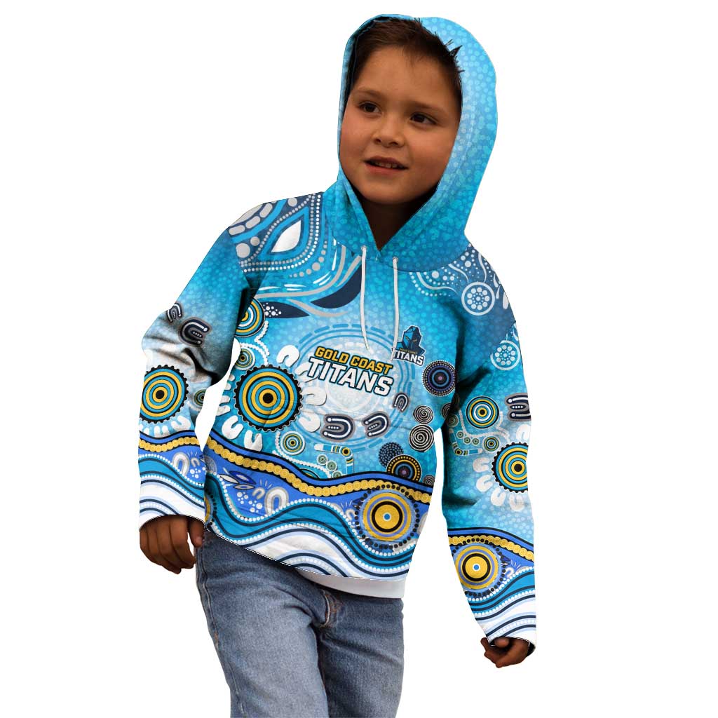 Gold Coast Titans Rugby Kid Hoodie Australian Aboriginal Dot Painting Style