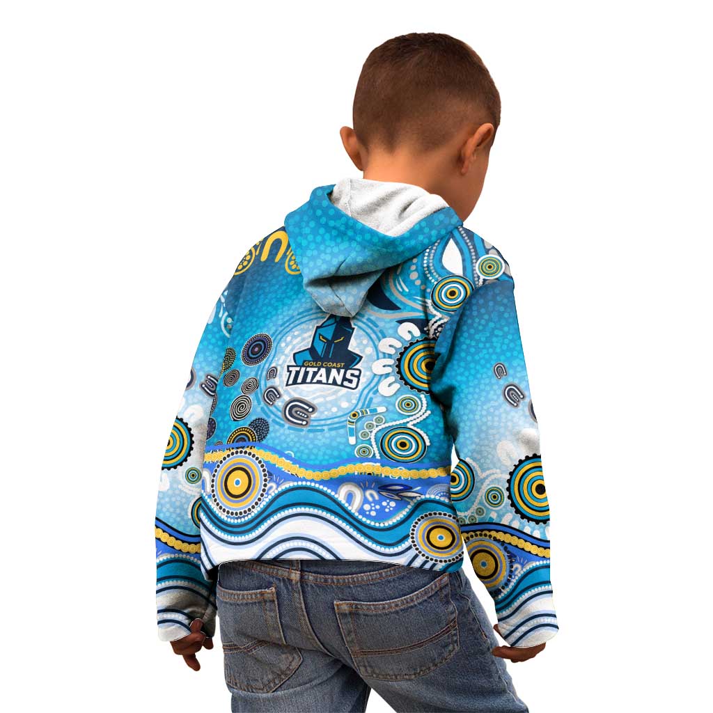 Gold Coast Titans Rugby Kid Hoodie Australian Aboriginal Dot Painting Style