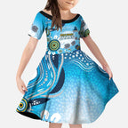 Gold Coast Titans Rugby Kid Short Sleeve Dress Australian Aboriginal Dot Painting Style