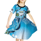 Gold Coast Titans Rugby Kid Short Sleeve Dress Australian Aboriginal Dot Painting Style