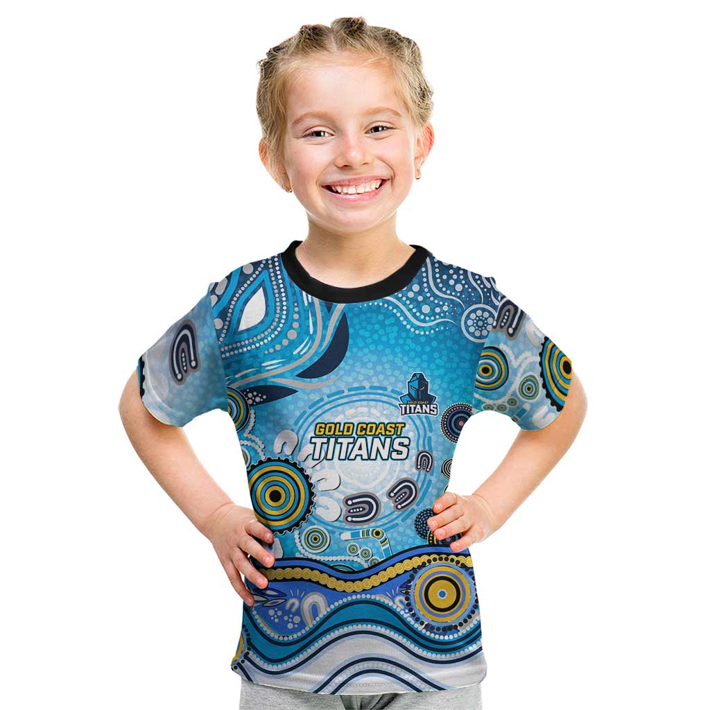 Gold Coast Titans Rugby Kid T Shirt Australian Aboriginal Dot Painting Style