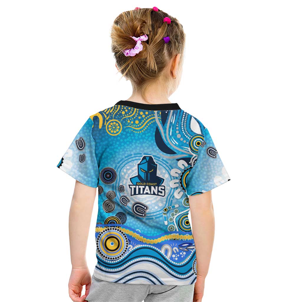 Gold Coast Titans Rugby Kid T Shirt Australian Aboriginal Dot Painting Style