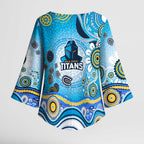 Gold Coast Titans Rugby Kimono Sleeve Blouse Australian Aboriginal Dot Painting Style