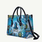 Gold Coast Titans Rugby Leather Bag Australian Aboriginal Dot Painting Style