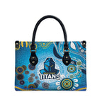Gold Coast Titans Rugby Leather Bag Australian Aboriginal Dot Painting Style
