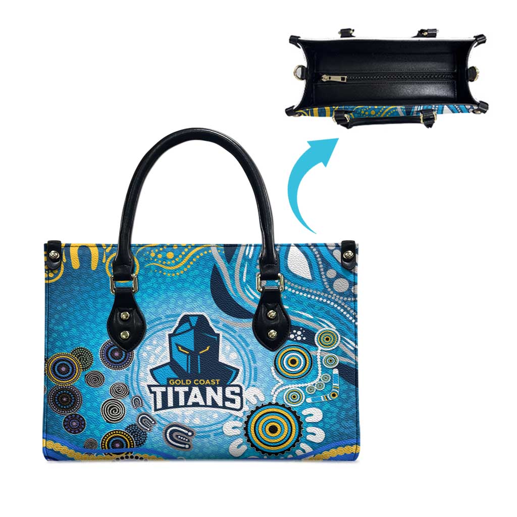 Gold Coast Titans Rugby Leather Bag Australian Aboriginal Dot Painting Style