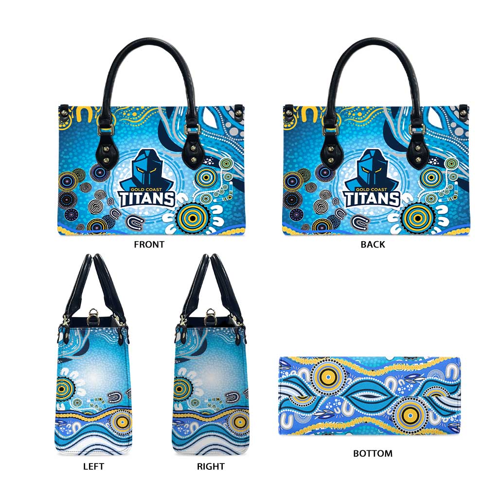 Gold Coast Titans Rugby Leather Bag Australian Aboriginal Dot Painting Style