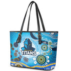 Gold Coast Titans Rugby Leather Tote Bag Australian Aboriginal Dot Painting Style