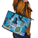 Gold Coast Titans Rugby Leather Tote Bag Australian Aboriginal Dot Painting Style