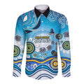 Gold Coast Titans Rugby Long Sleeve Button Shirt Australian Aboriginal Dot Painting Style